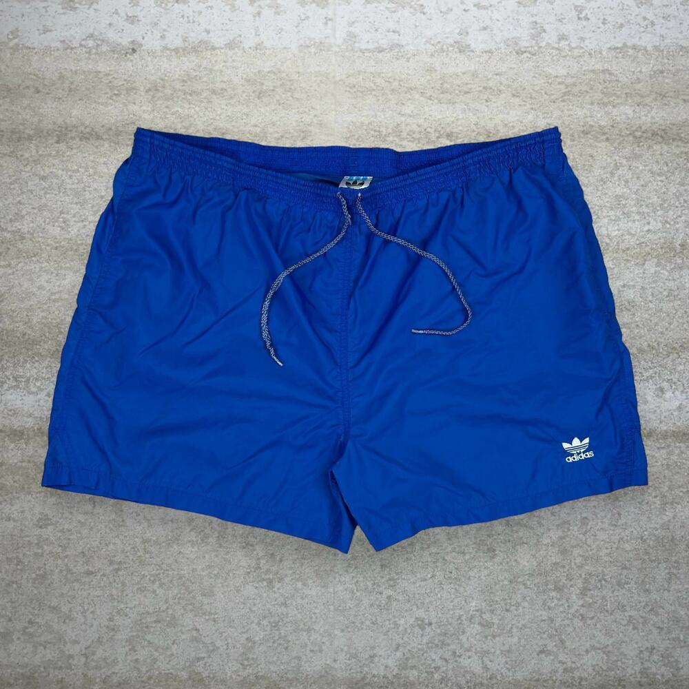 Vintage 90s Adidas Shorts Mens XL Royal Blue Running White Trefoil 5" Inseam